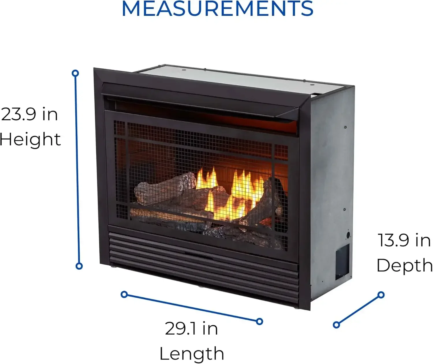 [Best Seller!]Ventless 26,000 BTU Heats 1,350 Square Feet Dual Fuel No-Clearance Gas Fireplace Insert with Remote Control, Black