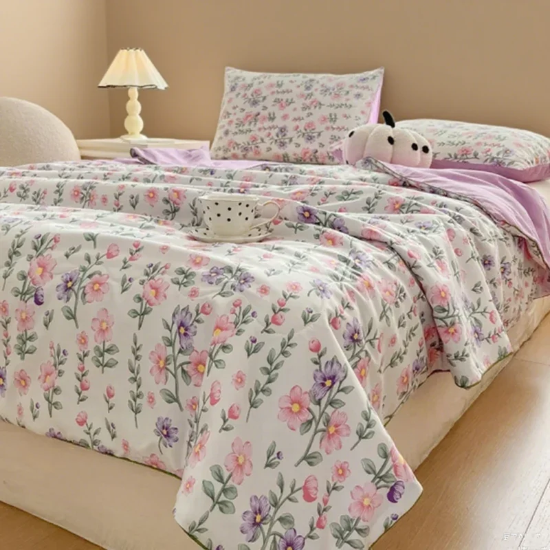

Summer Soft Quilt Printed Washed Cotton Cool Quilt Air Conditioning Comforter Office Blanket