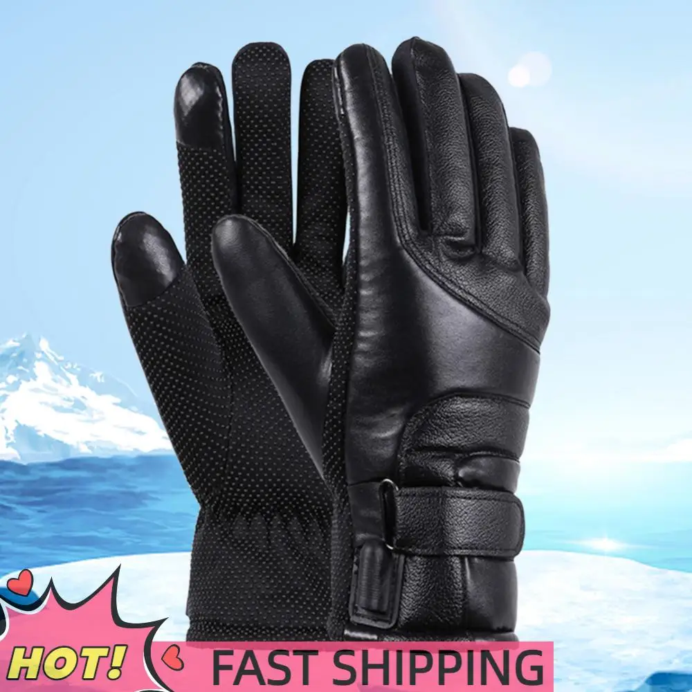 

USB термоперчатки с подогревом, водонепроницаемые грелки для рук, перчатки с подогревом из искусственной кожи, мягкие зимние уличные теплые перчатки для катания на лыжах по бездорожью