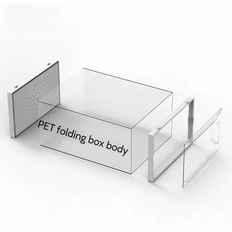 PET High Transparent Shoe Box Size Magnetic Suction Side Door Thickening and Height Shoe Storage Box