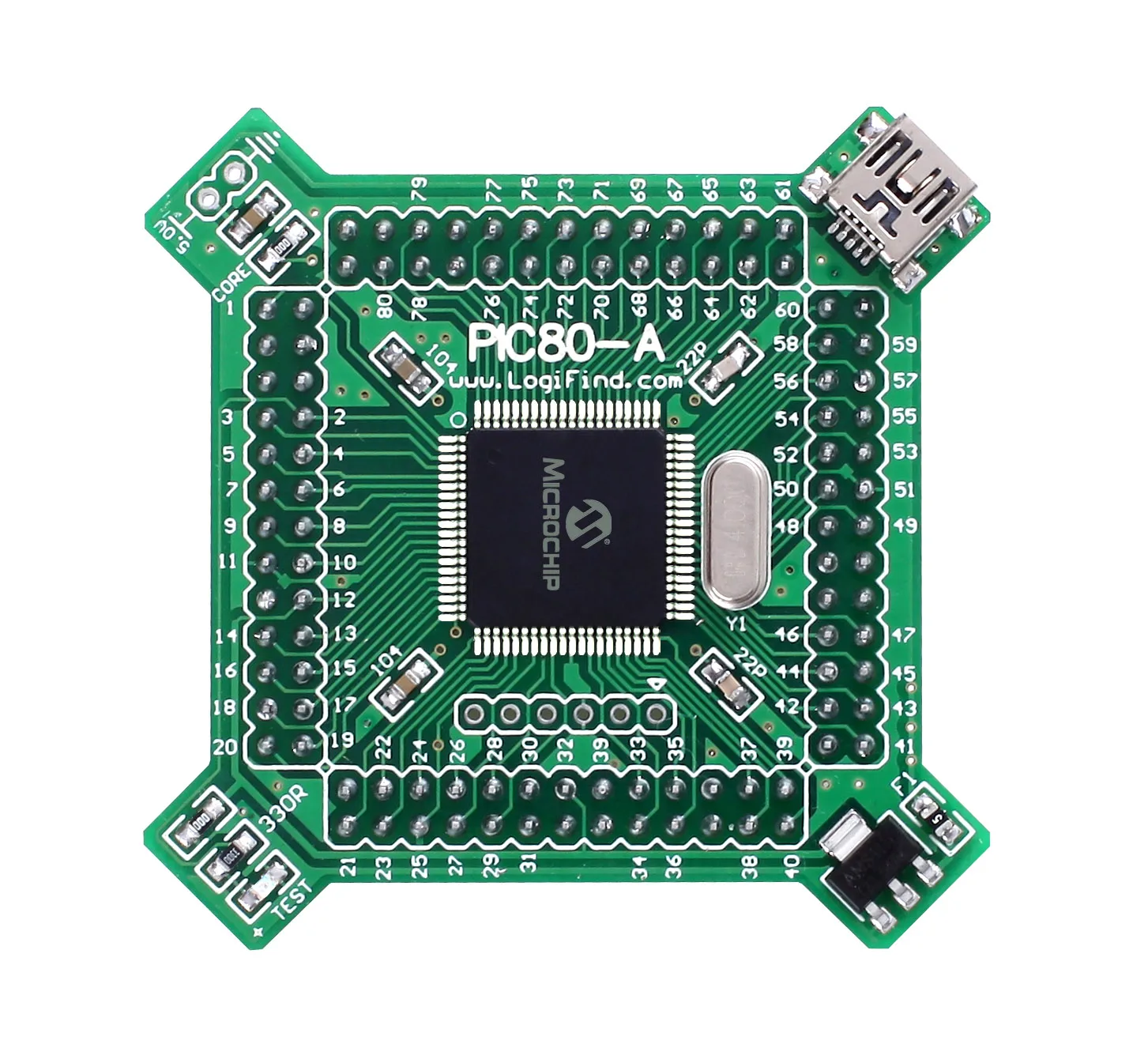 dsPIC microcontroller learning and development board core board PIC80-A with dsPIC30F6014A