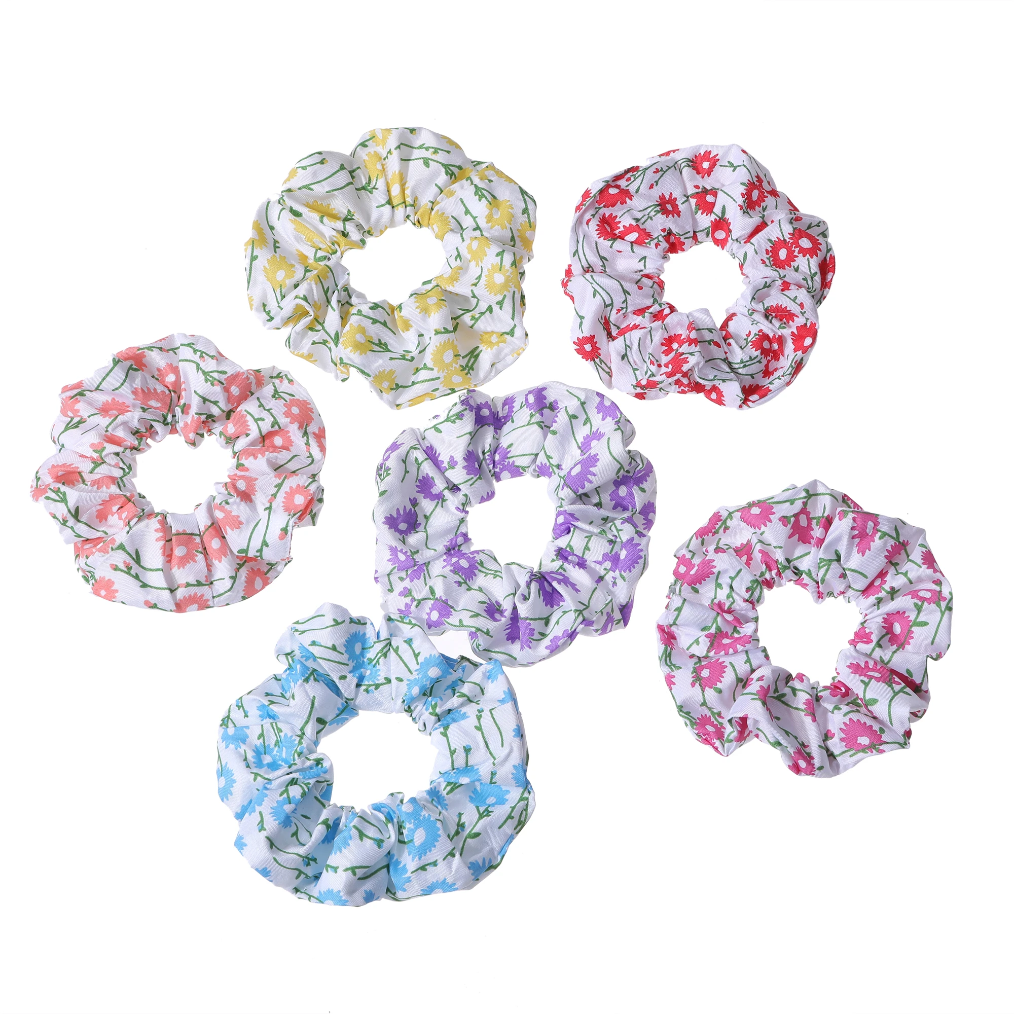 6pcs/lot Hair Scrunchies Bands Scrunchy Ties Ropes Ponytail Holder for Women Accessories Fabric Headwear Disty Floral Sweet Cute