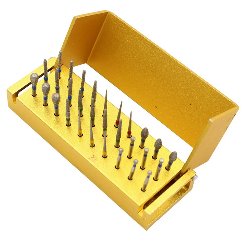 

A58Z 180Pcs Diamond Burs Drill +Block High Speed Handpiece Holder Alumimum Instrument For Teeth Whitening