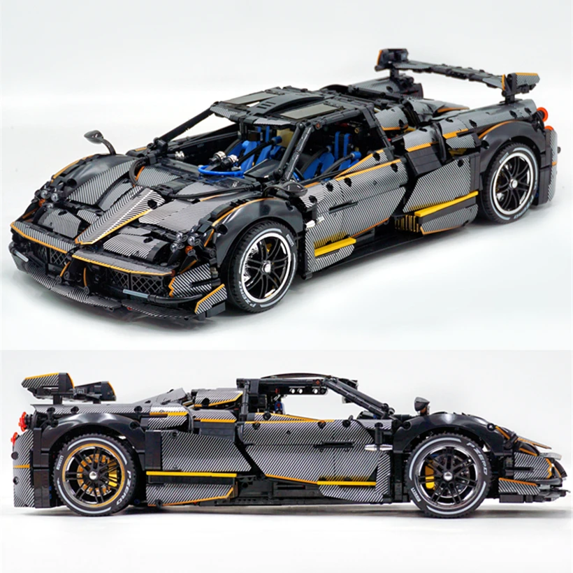 NEW IN STOCK MOC Paganil Huayra Carbon Fiber Accessories Super Sport Car Model 1:8 Racing Technology Building Blocks Bricks Toys