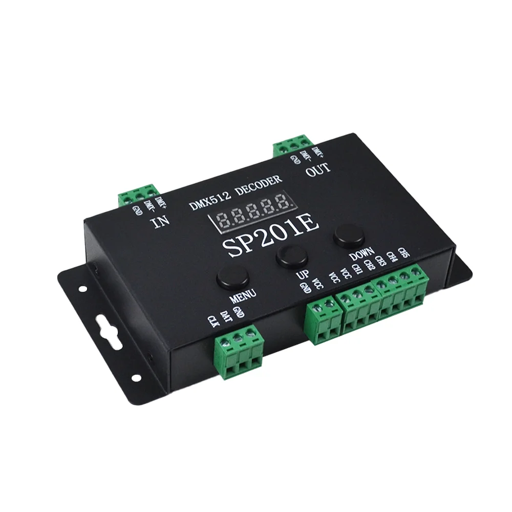 DMX to SPI LED Controller Decoder and WS2812B LED Matrix Panel SP201E 5 Channel DMX 512 RGB WW Decoder Controller SK6812