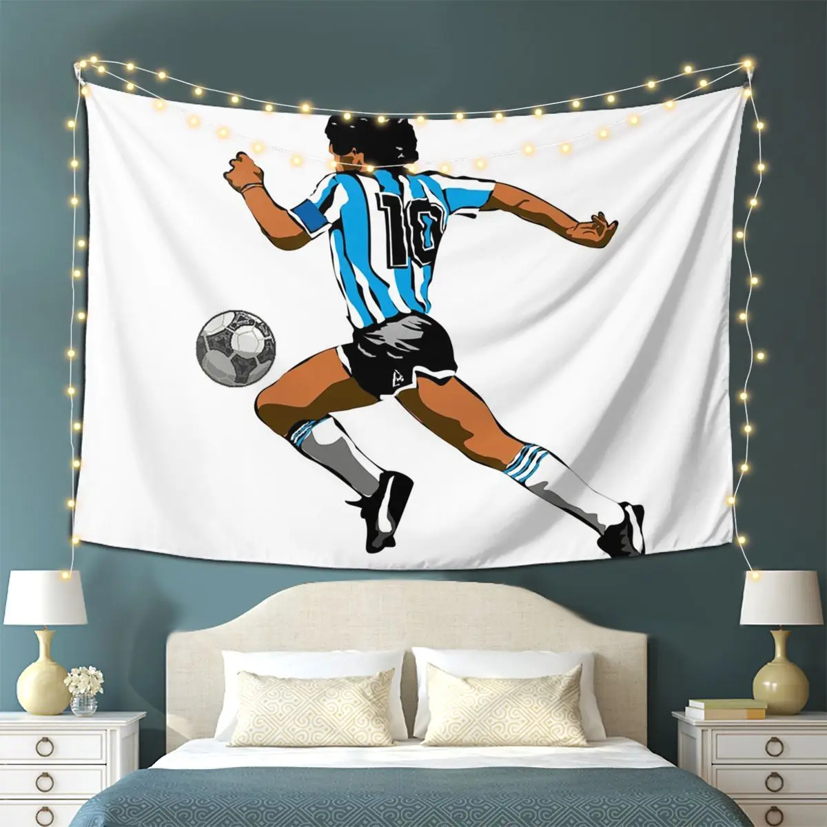 El Diego_41 Maradona الأرجنتين لكرة القدم نسيج الجدار الشنق الجمالية ديكور المنزل المفروشات لغرفة النوم