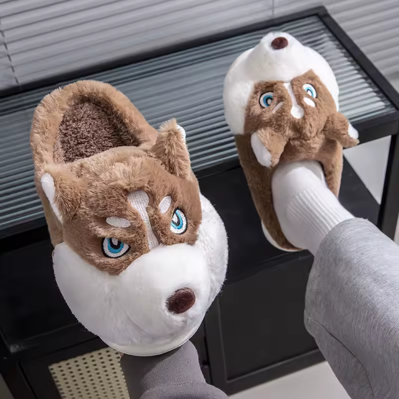 Plus Size 50 Indoor Fluffy Slippers For Women Men Winter Warm Shoes Cute Cartoon Dog Light Weight Couples Home Floor Slipper - Image 9