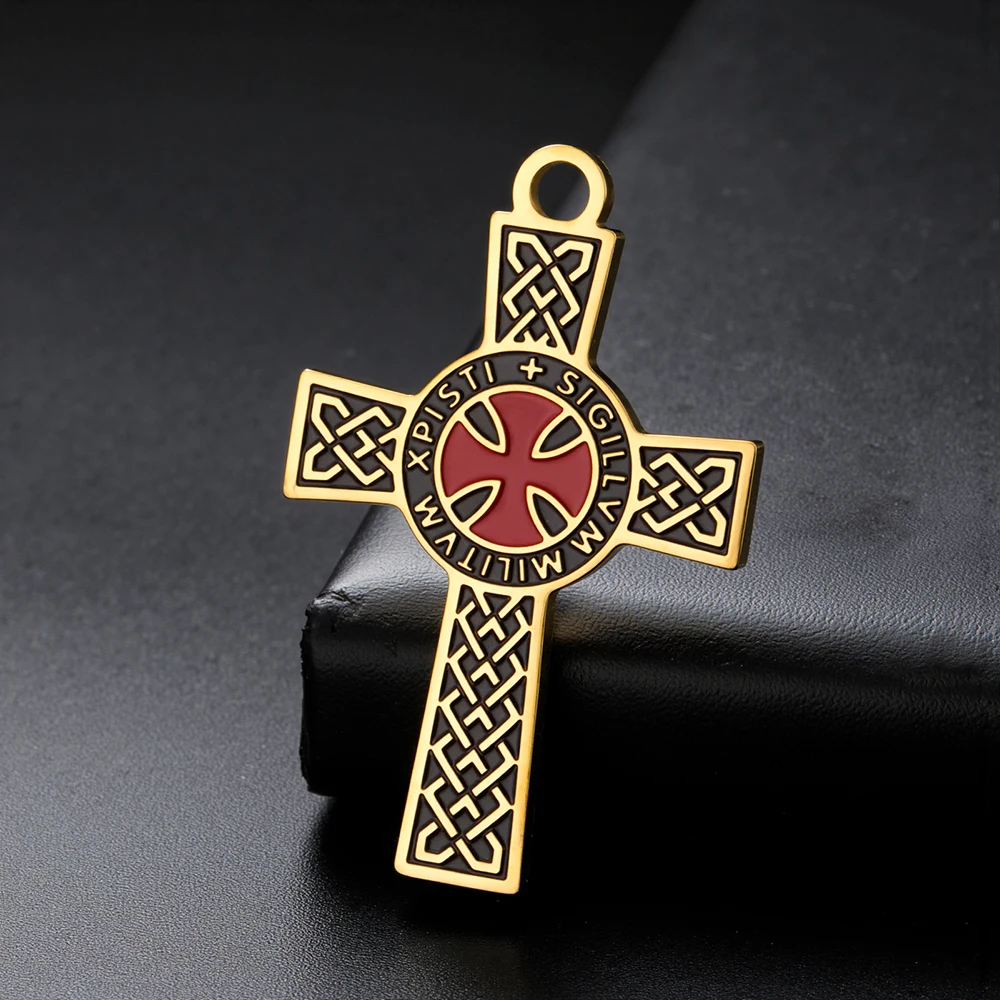 Dawapara Templer-Kreuz-Anhänger für die Schmuckherstellung, Heiliger Ritter, religiöser Schutz, Amulett, Edelstahl-Charm, DIY-Zubehör – Detail 12