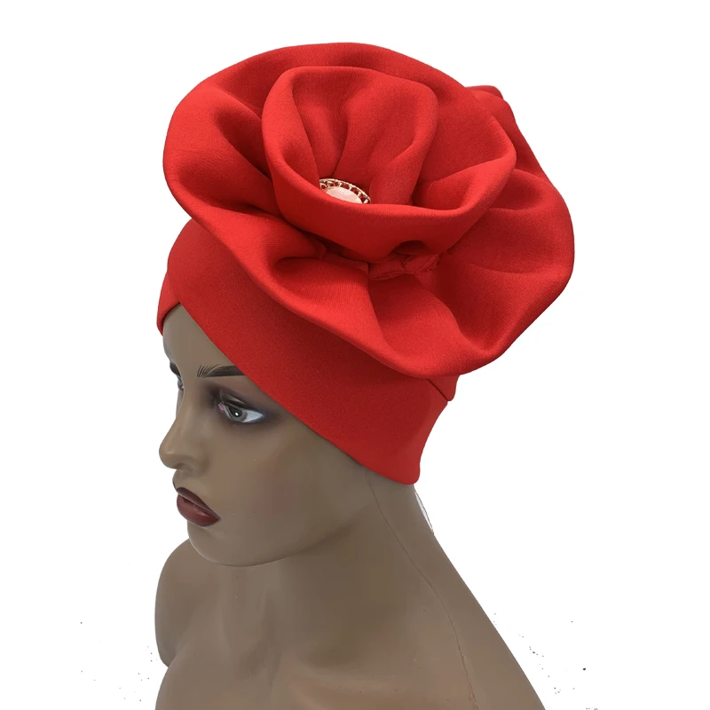 2026 Trendige Damen-Turbanmütze mit großer Blume, modische muslimische Hijab-Kappen, Diamanten-Kopftuch, Damen-Bandana, Chemo-Mütze, afrikanischer Hut – Detail 7