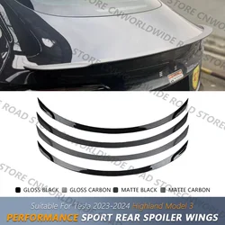 For Tesla 2024 Model 3 Model Y Highland New Ludicrous Rear Spoiler Matte Carbon Fiber Pattern ABS Rear Wing Rear Trunk Spoiler