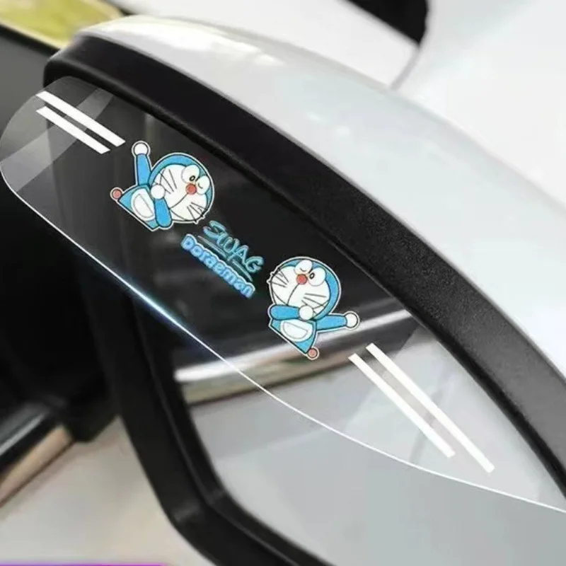 Universal Car Rearview Mirror Rain Eyebrow Transparent Rain Shield Rain Shield Waterproof Sticker Decoration Cartoon Logo New