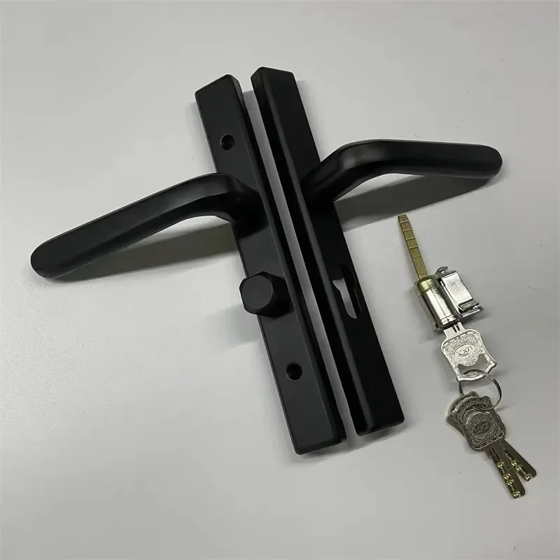 Black Extremely Narrow Edge Door Frame, Balcony, Bathroom, Door Lock, Kitchen, Single Tongue Handle with Key