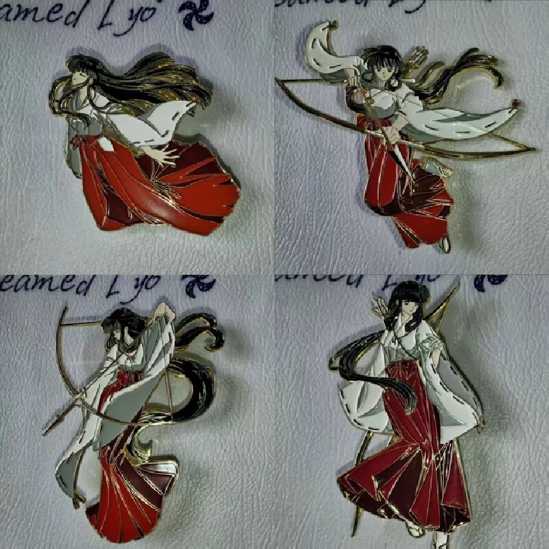 In Stock Inuyasha Kikyo Metal Enamel Badge High Quality Cartoon Decor Collectible Ornament Gift For Anime Character Accessory