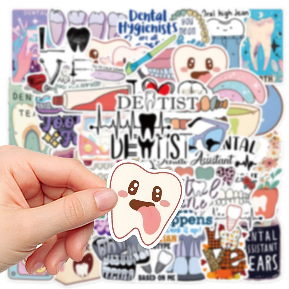 10/30/50pcs Funny Cute Dental Tooth Cartoon Stickers Dentist Teeth Health Graffiti Sticker DIY Phone Stationery Diary Decals Toy