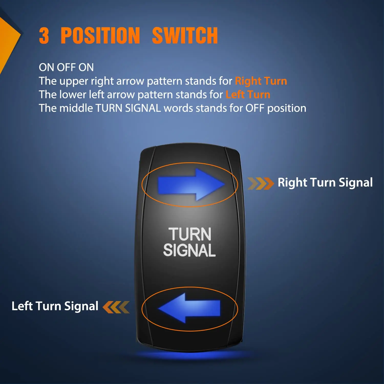 Nilight Turn Signal Switch Blue 4Pin ON-Off-ON Laser Etched SPDT Toggle Rocker Switches 12V 20A 24V 10A Jumper Wires for Cars RVs Campers Trailers