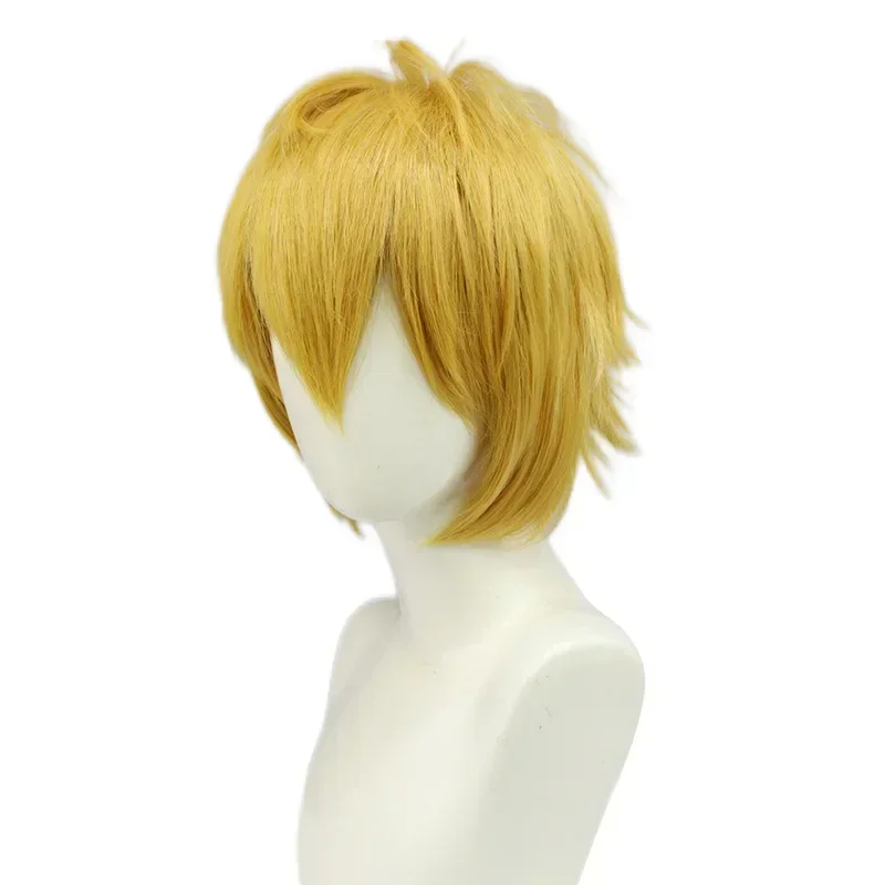 Golden Yellow/Light Orange Golden Denji Cosplay Wig Anime Chainsaw Man Denji Wigs 30cm Hair With Eyes Patch Props Men