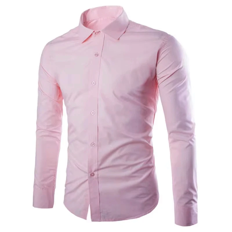 Men's Solid Color Simple Retro Business Casual Shirt Long Sleeve Lapel Button Multi-color Shirt Men's Outdoor Commuting Top