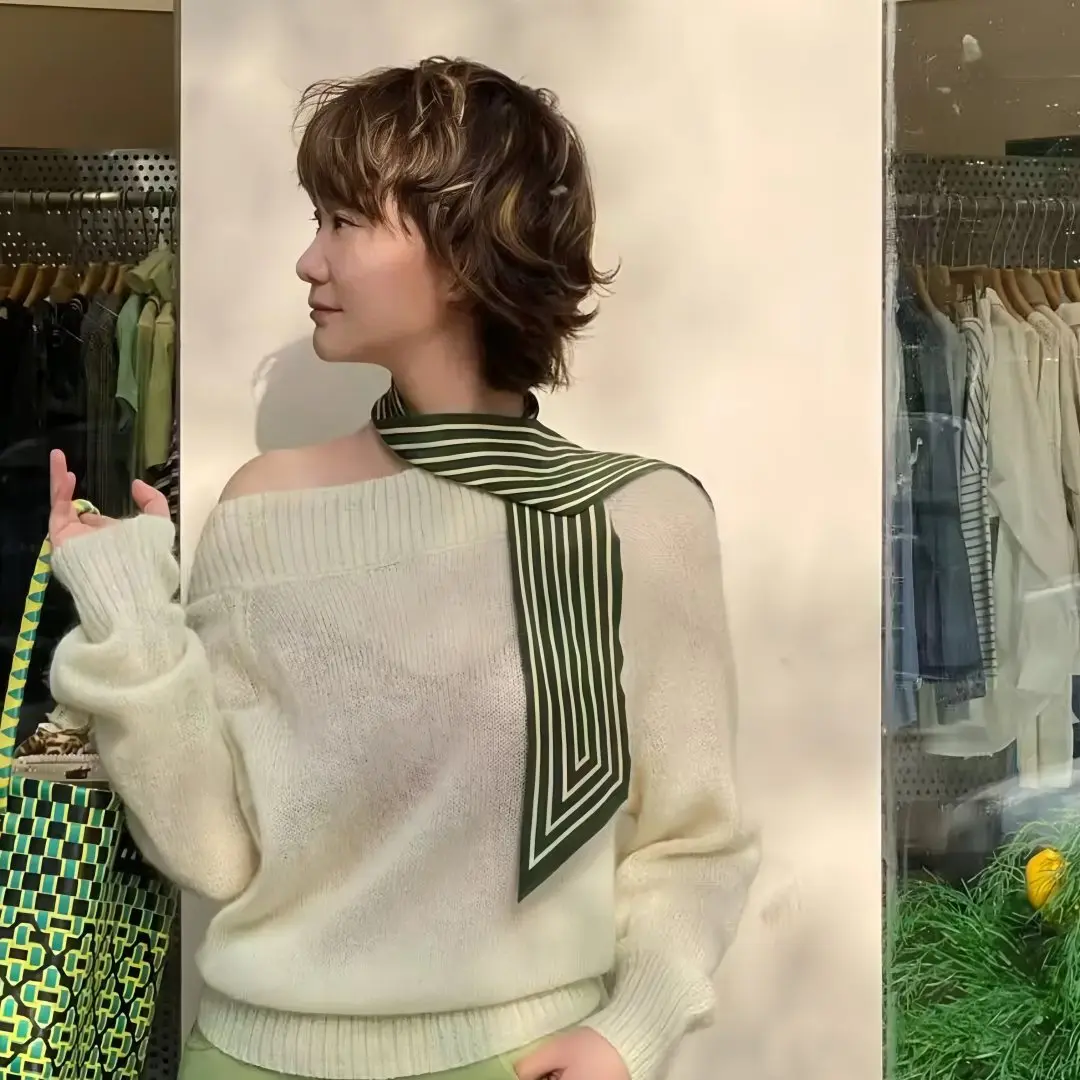 

Модный роскошный маленький длинный шелковый шарф в узкую полоску во французском стиле, шейный платок, повязка на голову, узкая сумка для волос, шляпа, шарфы