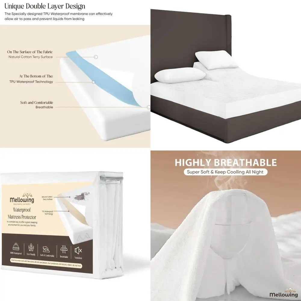 

Защита матраса King Size с разделенным верхом для регулируемых кроватей — водонепроницаемость, дышащая, можно стирать в машине, подходит для глубины до 15 лет