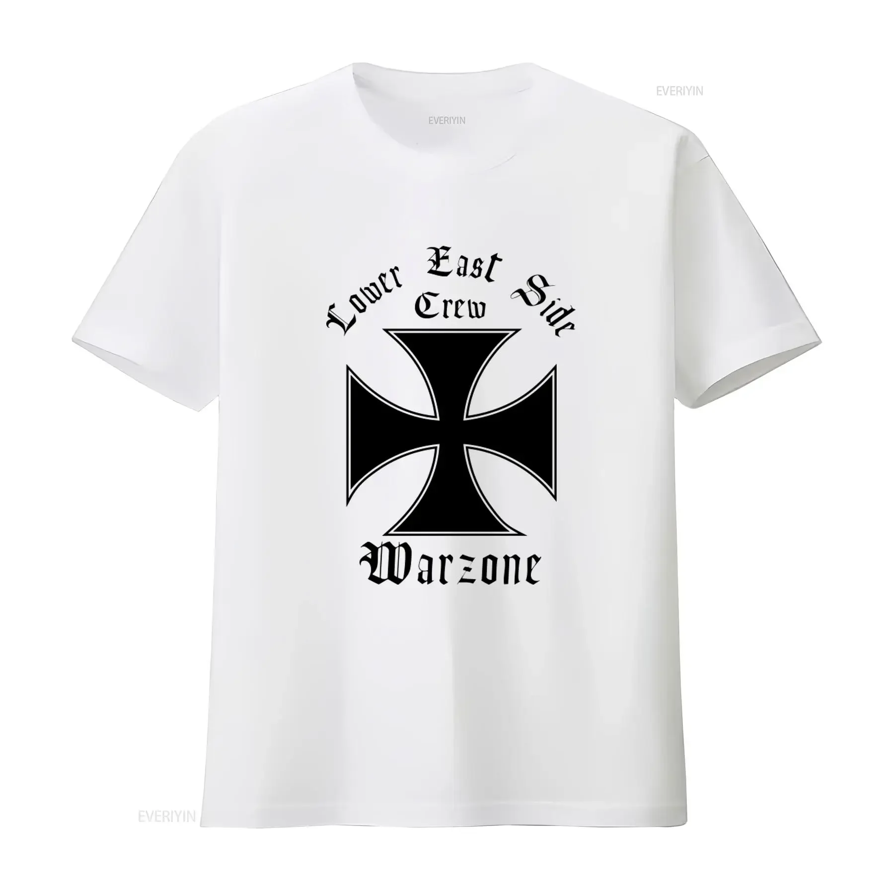Vintage 90s Warzone Black Cross T Shirt Lower East Side Crew Design Fit Retro Streetwear Style vintage Washed streetwear homme