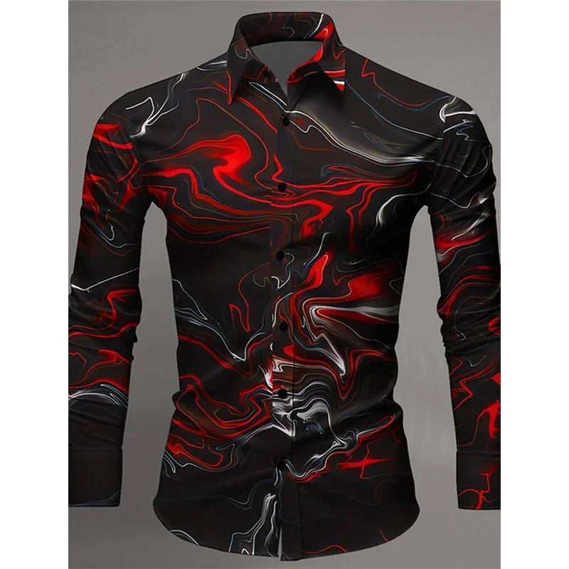 

2025 New 3D Printing Color Gradient Art Abstract Graphics Fashion Casual Comfortable Cool Men's Long Sleeve Shirt For Dating