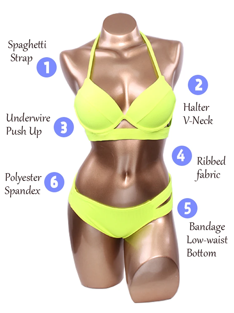 TATITIVS-Bikinis con Push-Up para mujer, bañador Sexy acanalado, trajes de baño con cuello Halter, ropa de playa unicolor, traje de baño brasileño 2023