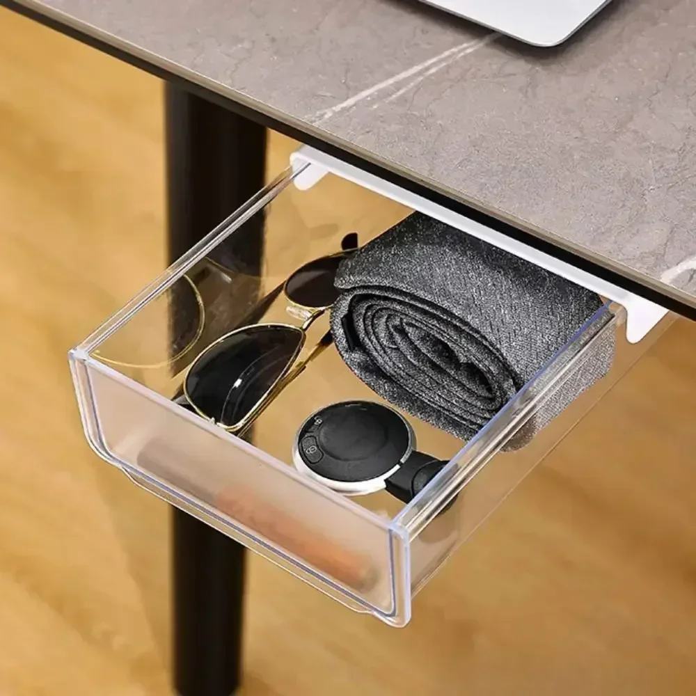 No-Punch Drawer Storage Box Hidden Miscellaneous Storage Drawer Organizer Undertable Drawer Tray Under Desk Drawer Office