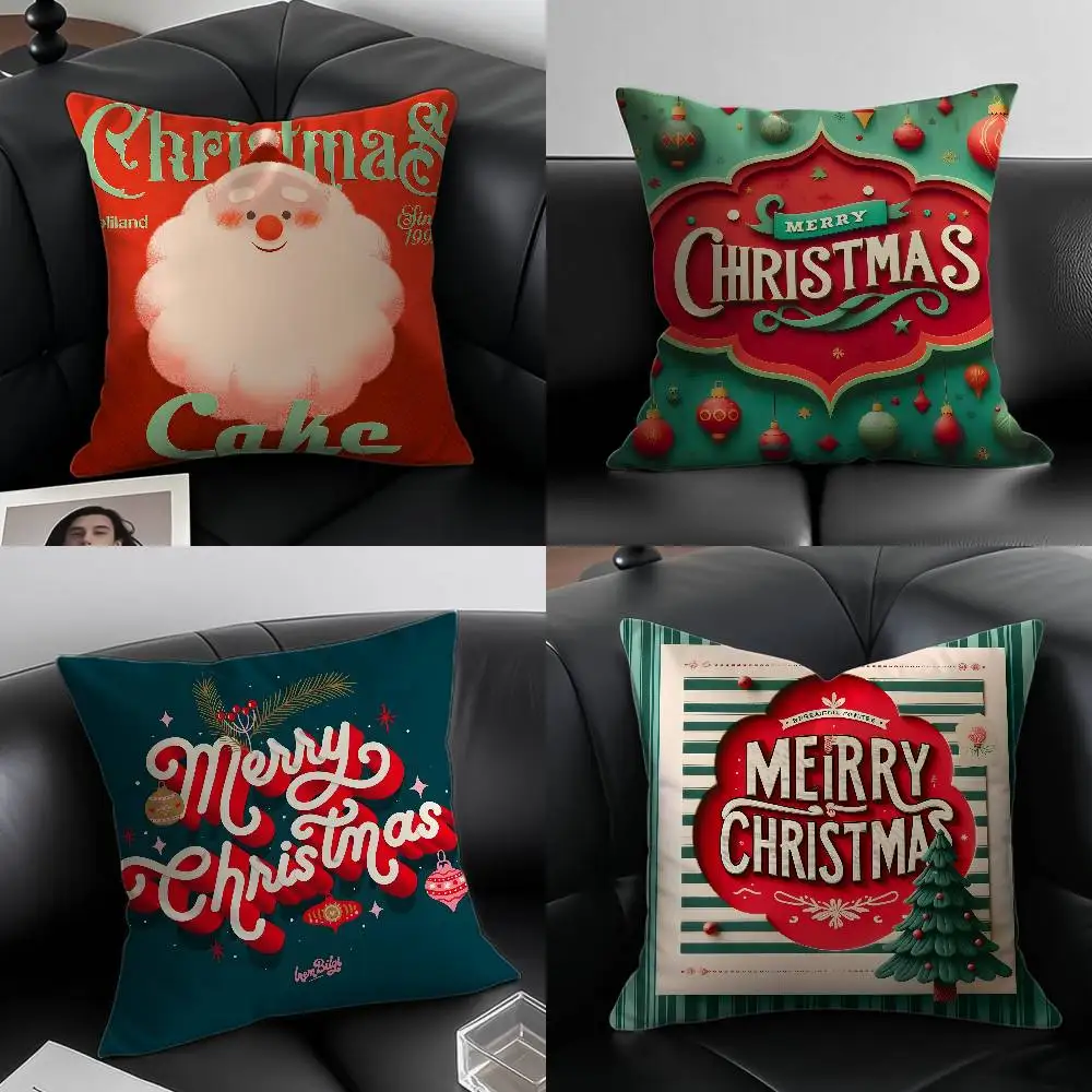 Einfacher Buchstabe, Weihnachtsdekoration, Kissenbezug, Anti-Dustmite-Kissenbezug, unsichtbarer Reißverschluss, seidiges kurzes Plüsch-Sofakissen