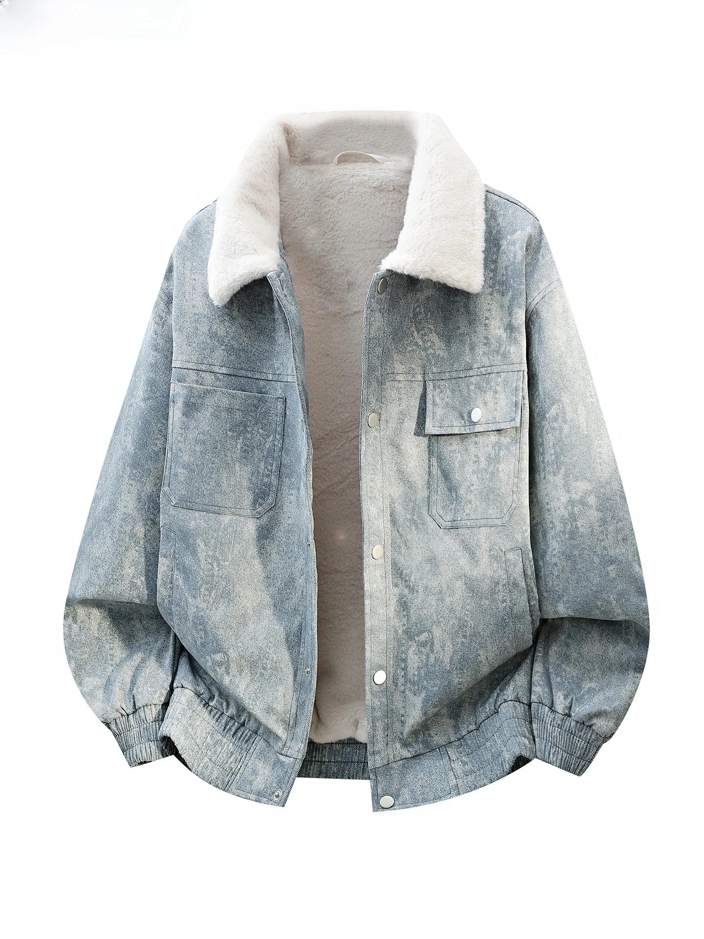 

Wassup Vals с воротником из кроличьего меха, мужская зимняя теплая повседневная верхняя одежда из полиэфирного волокна, свободная посадка, длинный све