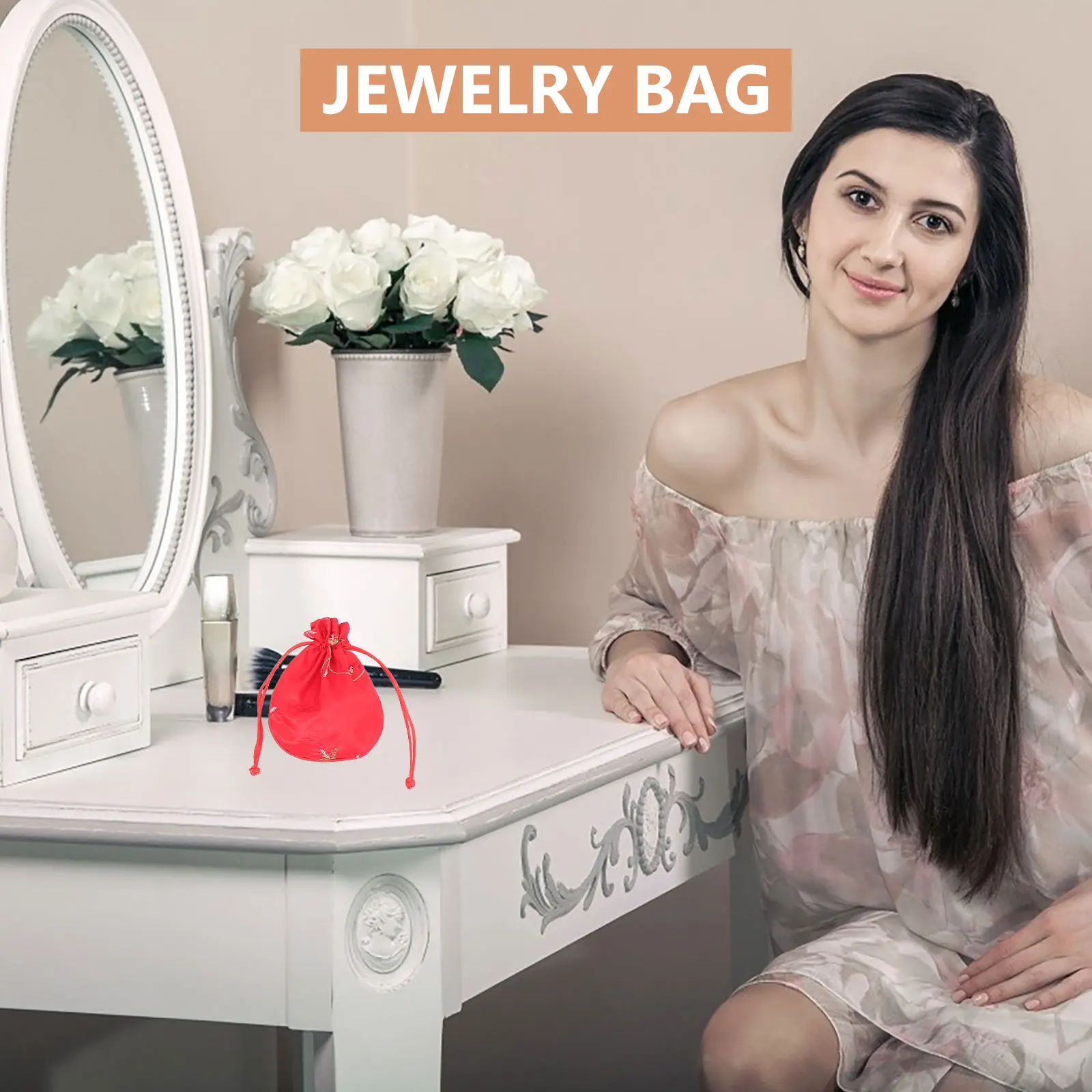 12Pcs Elegant Drawstring Gift Bags Fruit Flower Pattern Cloth Pouches for Jewelry Watches Coins Baby Shower Favors