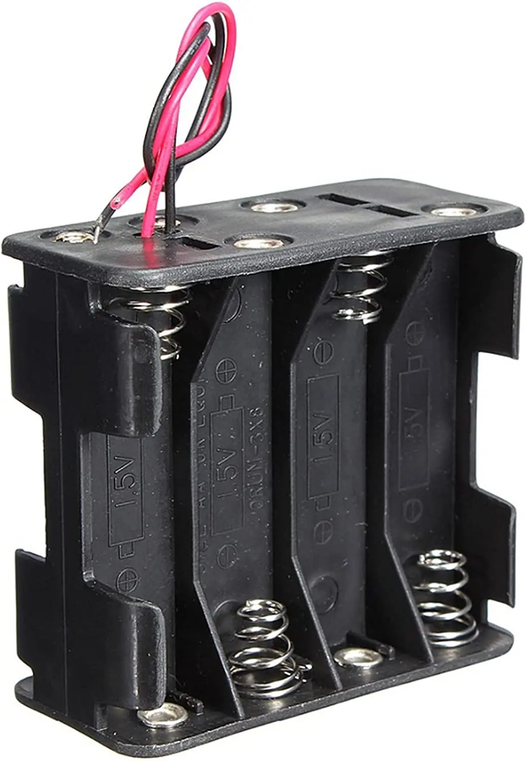 200pcs/lot 8 AA Battery Holder Case Spring Clip Storage Box 12V with Leads Wires Two Layers Stacked Wholesale