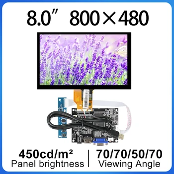 8 inch LCD screen 800*480 display control board with touch panel for GPS navigation car DVD RGB 50pins 64