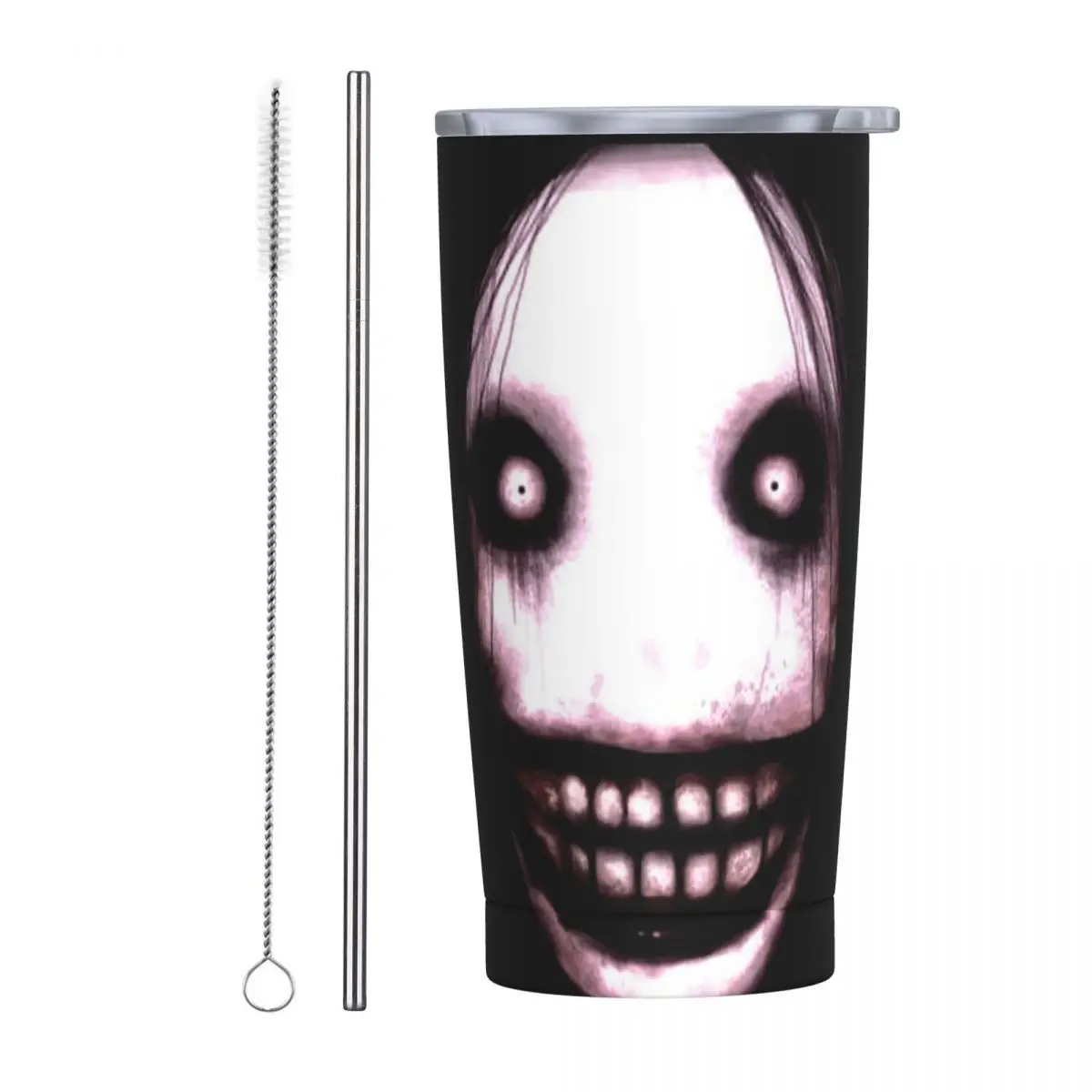 Jeff The Killer Creepypasta Horror Meme Graphic Dark Internetcore Stainless Steel  Vacuum Mugs Thermal Cold Cup Straw With Lid