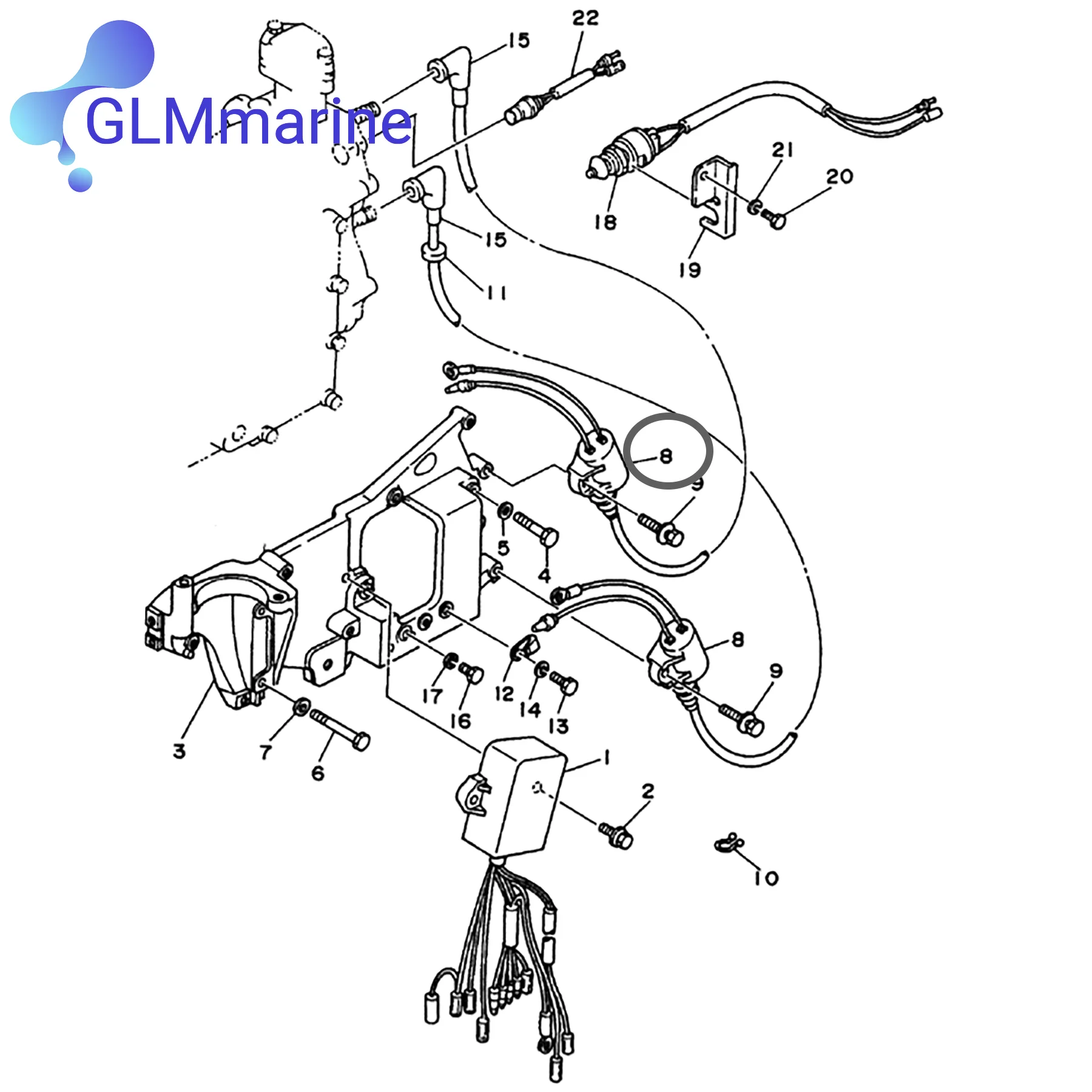 Outboard Ignition Coil Assy 61N-85570-00 Fits for Yamaha Marine 20HP 25HP 30 HP 2 Stroke E25B E30H Boat Engine 61N-85570-10