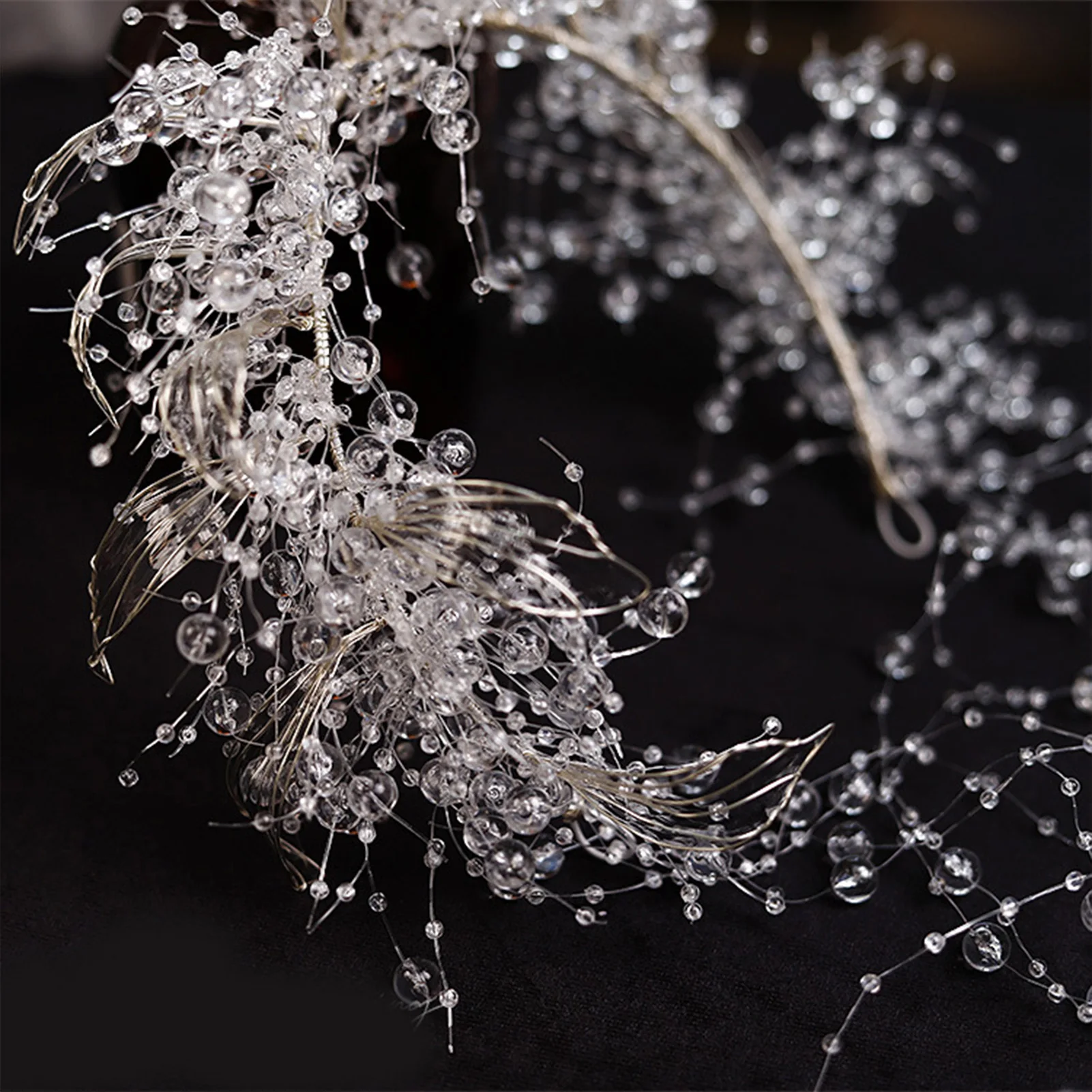 Luxury Hairband Cystal Tiara Wedding Hair Accessories For Women Tassel Silver Color Headband Princess Banquet Crown Hair Jewelry