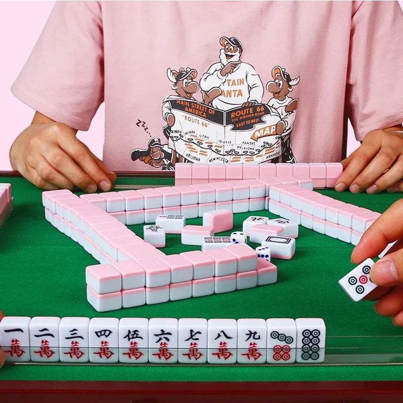 

30mm Mahjong 144 Pcs Outdoor Travel Portable Mini Mahjong Student Dormitory Small Hand Rubbing Household Medium Table Game