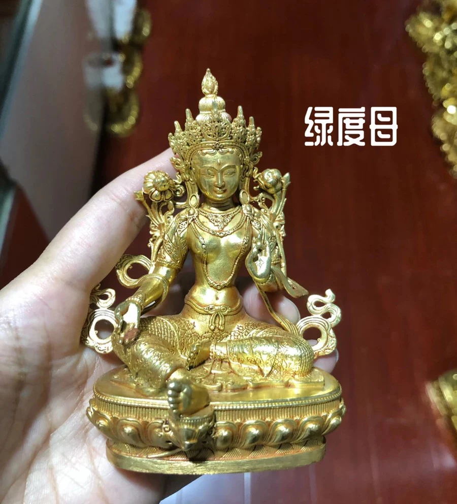 NEW Wholesale Buddhist supplies family bless safe good luck high grade Nepal Green Tara Guan yin Buddha statue Small size