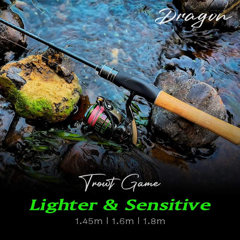 

TSURINOYA Fishing Rod Trout DRAGON Ⅱ 1.6m 1.8m 2 Section Light Game Casting Spinning Rod Carbon Fiber 1-7g Lure Weight