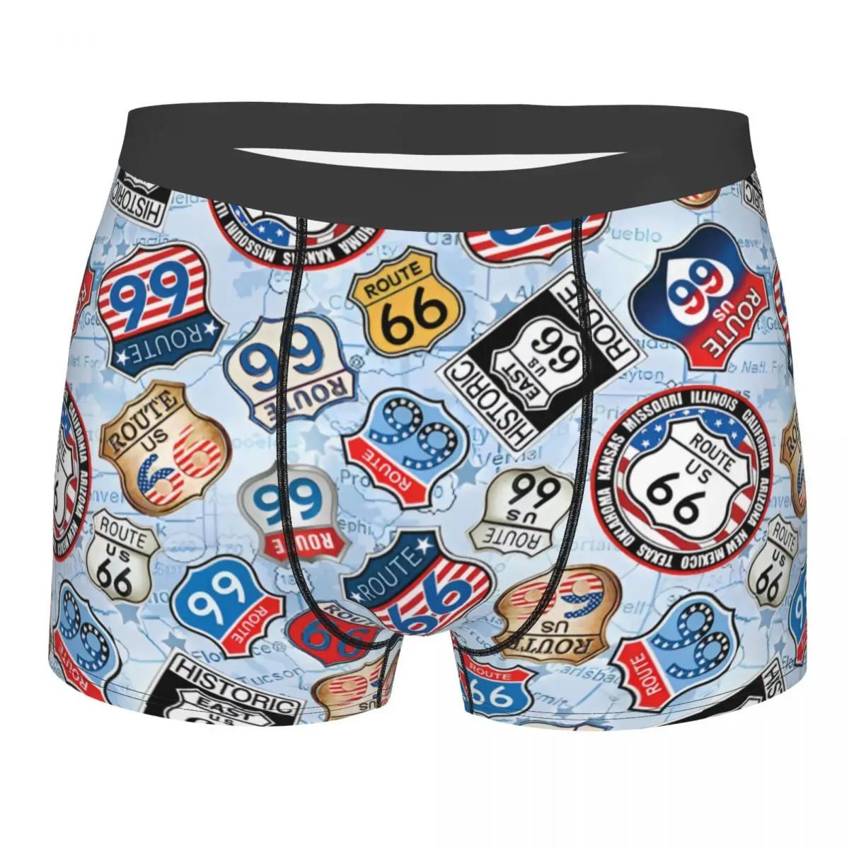 

Custom America's Highway Mother Road Route 66 Underwear Men Stretch Boxer Briefs Shorts Panties Soft Underpants For Homme