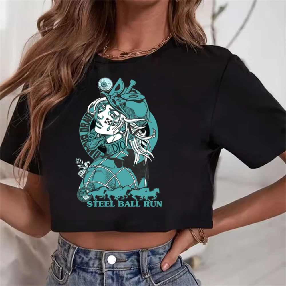 Jojo's Bizarre Adventure cropped top female vintage japan emo korean fashion shirt kawaii japan scene  y2k meme