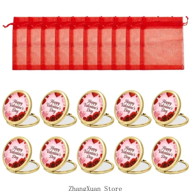 Rundes Klappspiegel-Set mit Herz-Rosen-Kunstwerk für Taschenkontrollen 3XUF – Detail 9