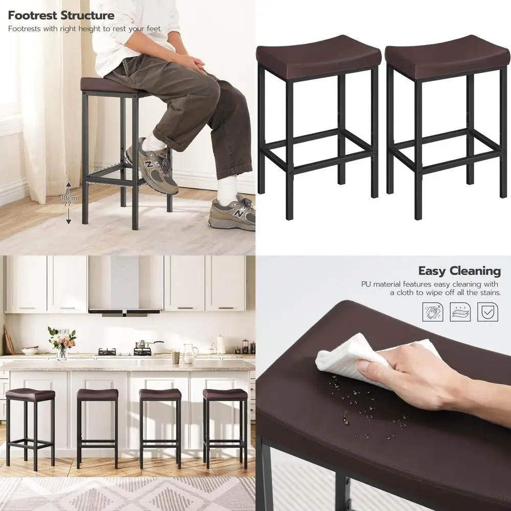 

Барные стулья, набор из 2-х табуретов-седла с изогнутой поверхностью, обивка толщиной 2,4 дюйма, для кухни и стойки