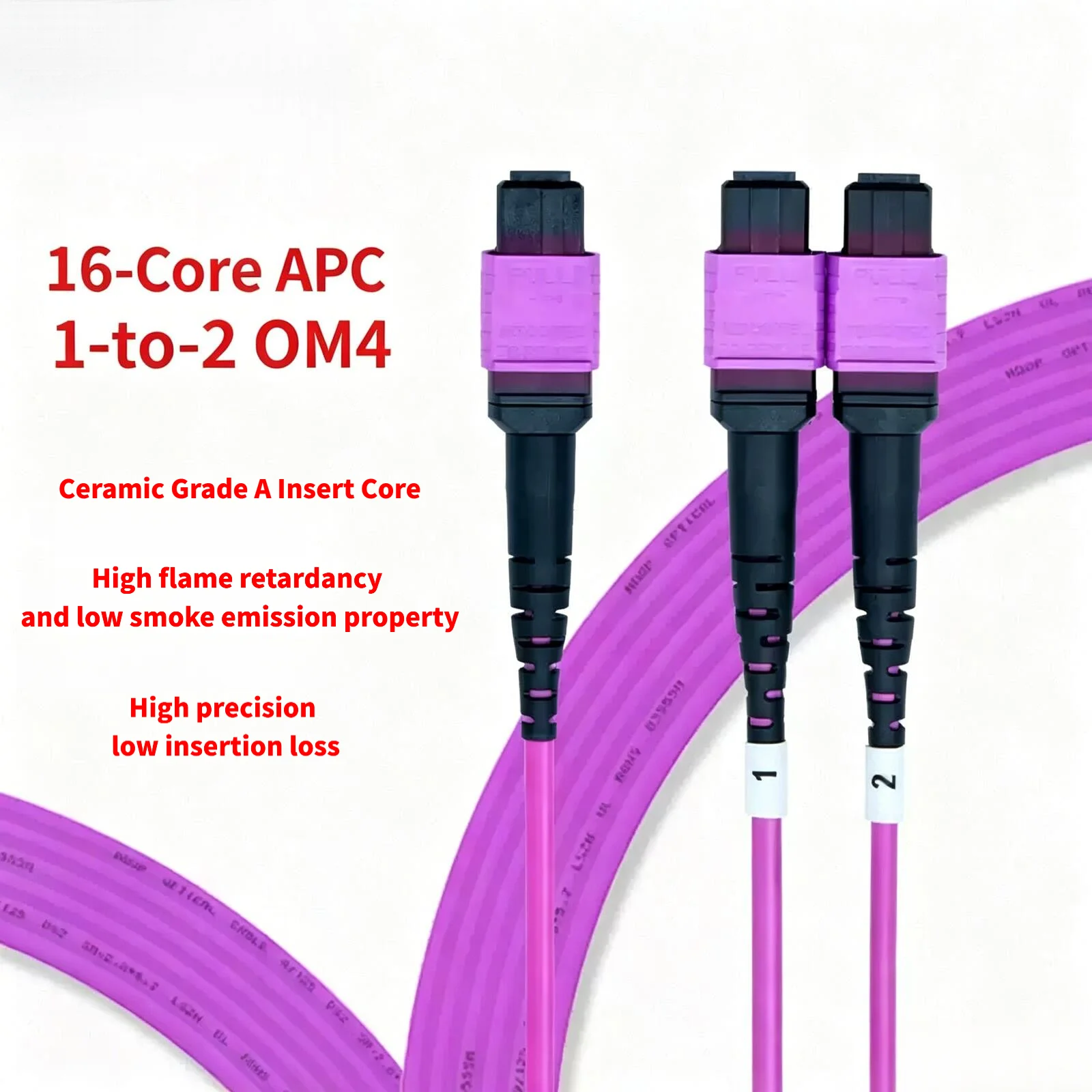 16 Core MPO Female to MPO Female APC OM4 Fiber Patch Cable Breakout Cable 400G 800G Transceiver Module Patch Cord Multimode