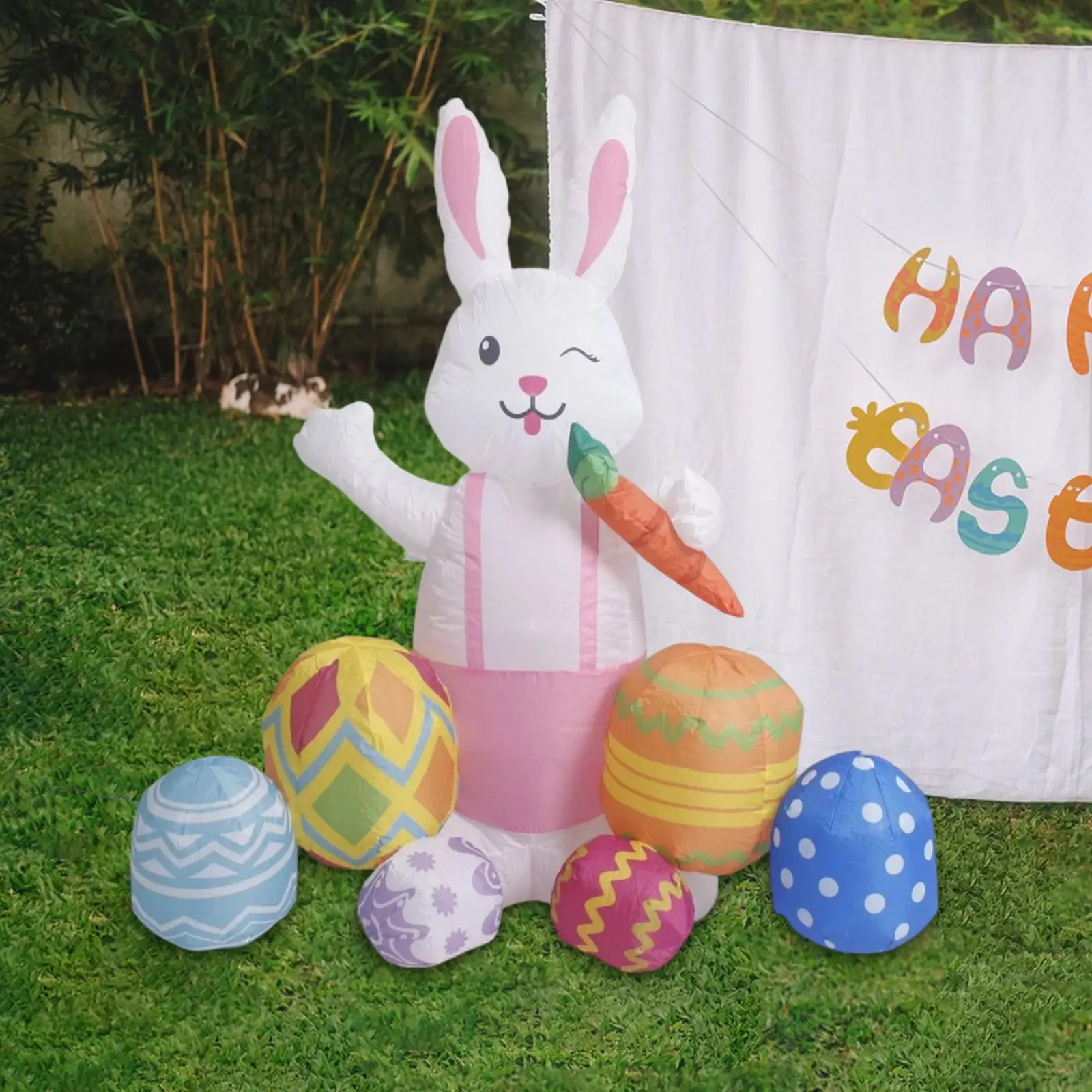 

Пасхальное надувное наружное украшение, большой надувной кролик и красочные яйца, декор двора для праздника