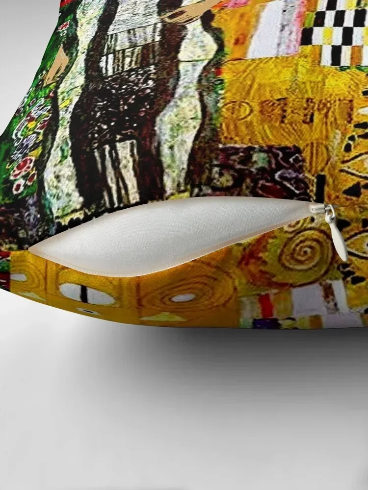 Gustav Klimt ; Vintage 1917 Adele Bloch-Bauer in Garden Print Throw Pillow Luxury Pillow Cover Sofa Decorative Covers pillow