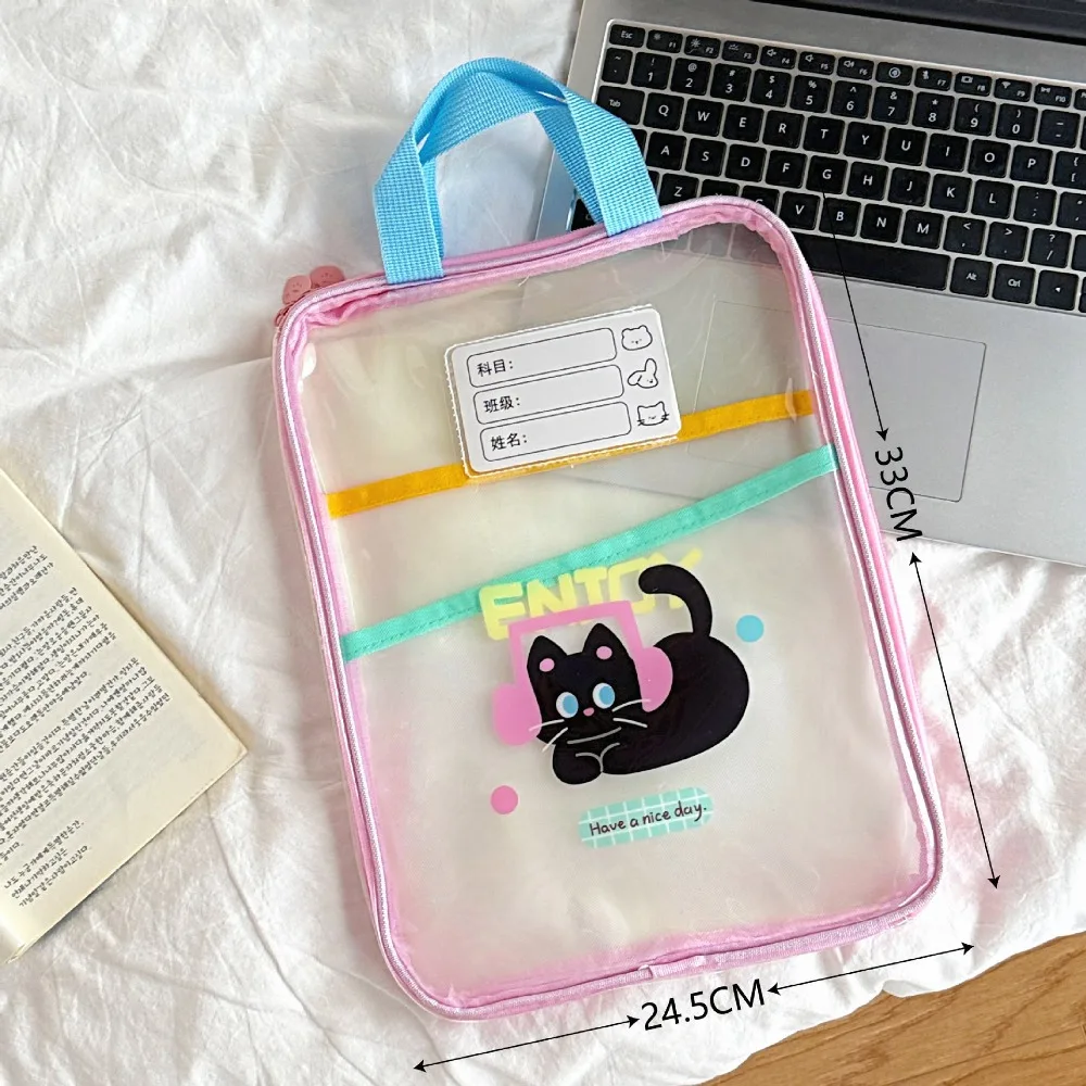 

Cute Multifunctional Cartoon File Bag Rabbit Transparent Test Paper Storage Bag Solid Color Bear File Folder Bag Kids