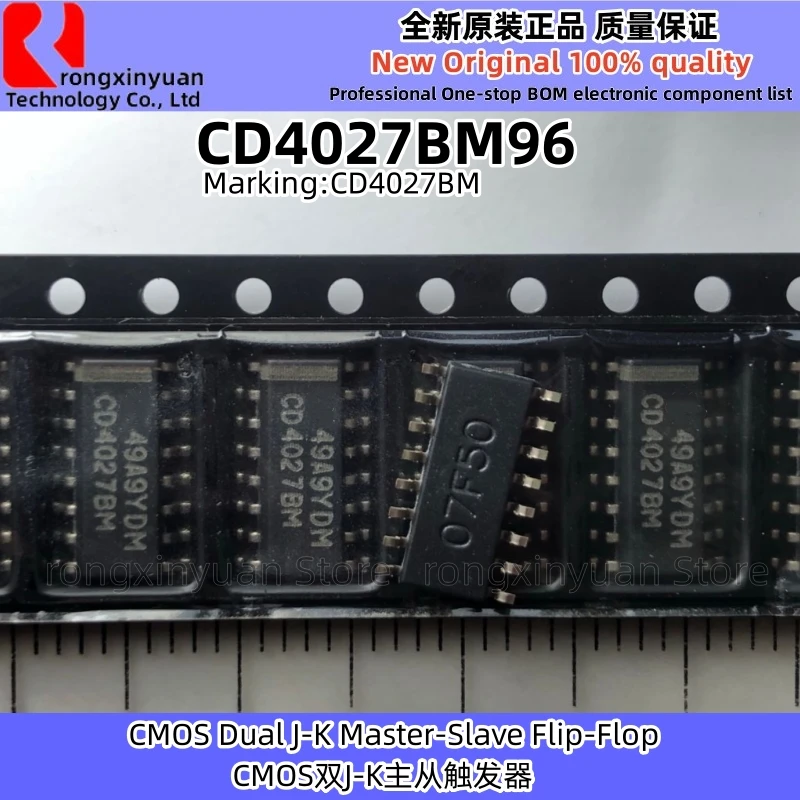 

10Pcs CD4027BM96 CD4027BM CD4027 CD4027BMT SOP-16 CMOS Dual J-K Master-Slave Flip-Flop Chipset Original New 100% quality