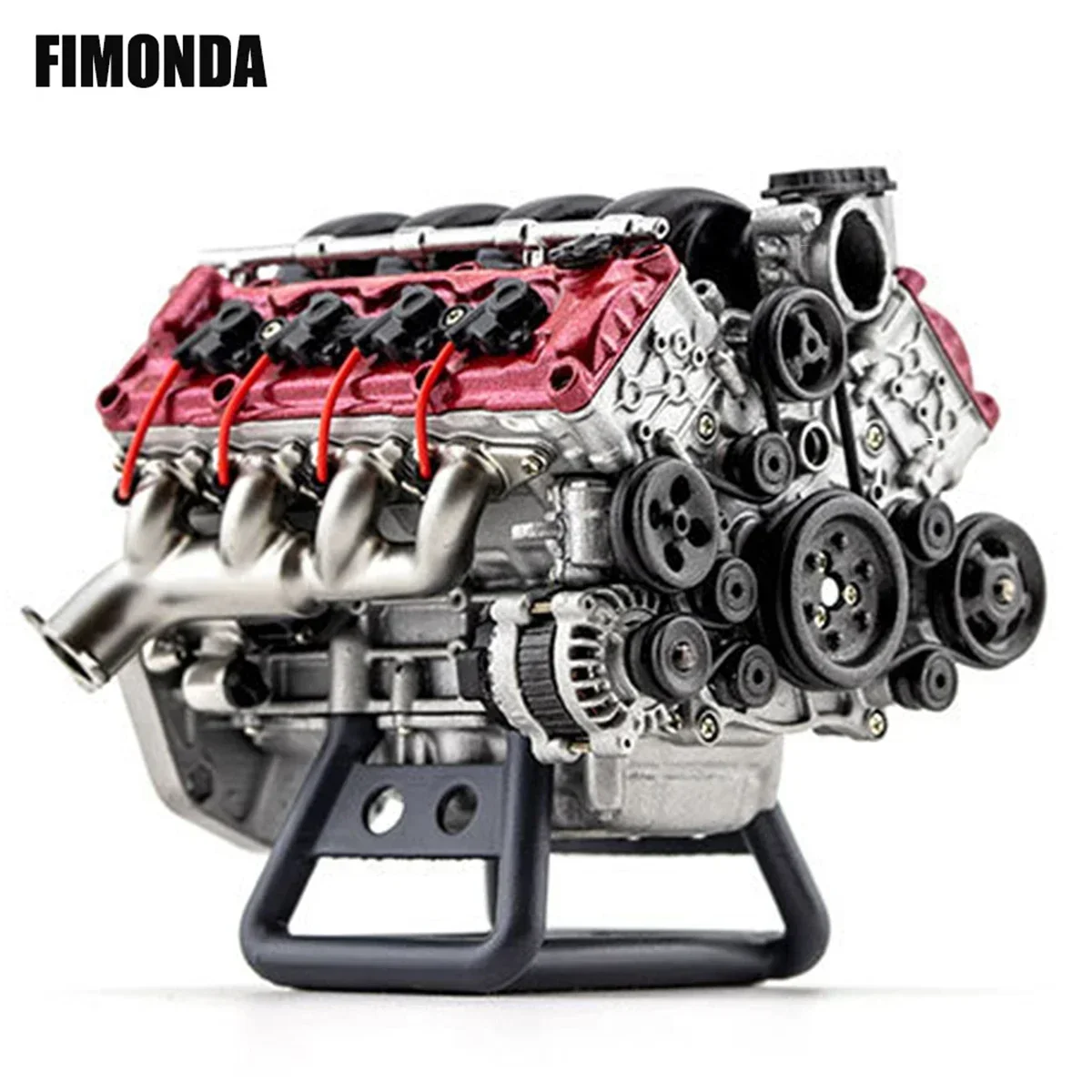 Supercharging MAD V8 Engine Internal Combustion Model Assembly Kit RC Full Simulation Engine Suitable for RC Car SCX10 II Capra