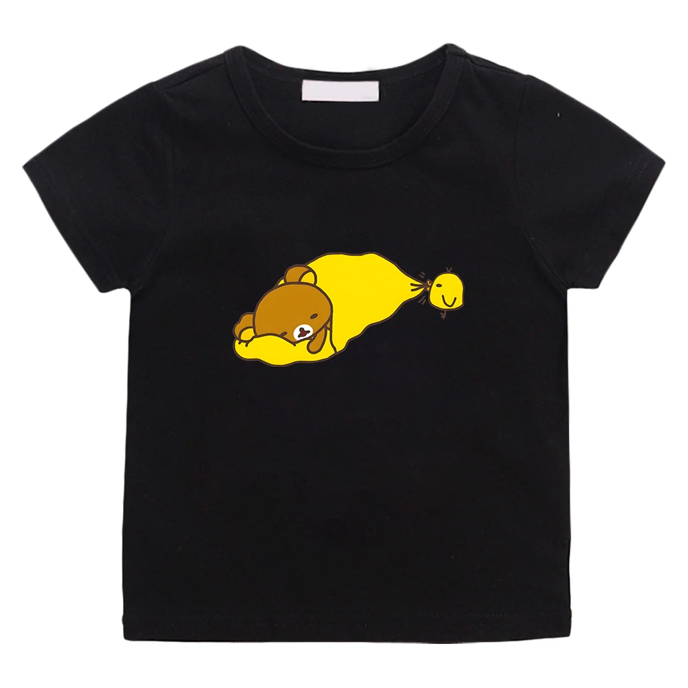 

Rilakkuma Bear T-shirt Kawaii Cartoon Graphic Printed Tshirts 100% Cotton Summer Children Tee-shirt for Boys/Girls Short Sleeve