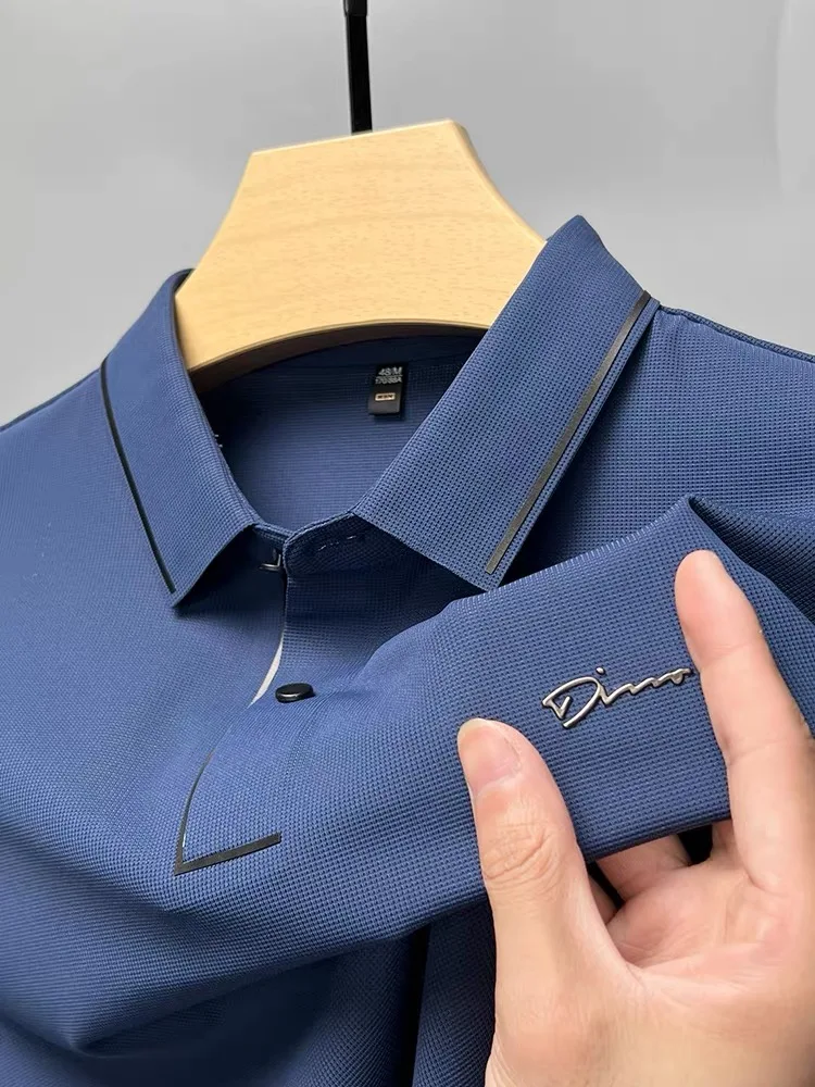 High end ice silk comfortable and breathable short sleeve T-shirt men\'s summer fashion brand embroidery casual Paul polo shirt